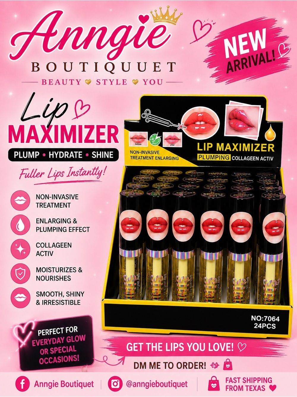 Anngie Lip Maximizer Plumping Lip Gloss - Pink